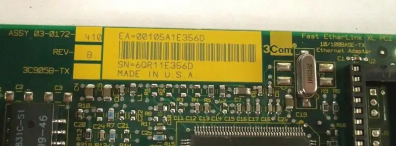 3Com Fast EtherLink XL PCI 3C905B-TX 03-0172-410 REV B 10/100BASE-TX Ethernet Adaptörü