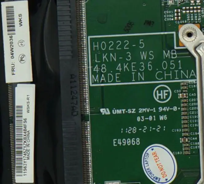 Lenovo W520 T520 T520i PN:04W2036 Anakart