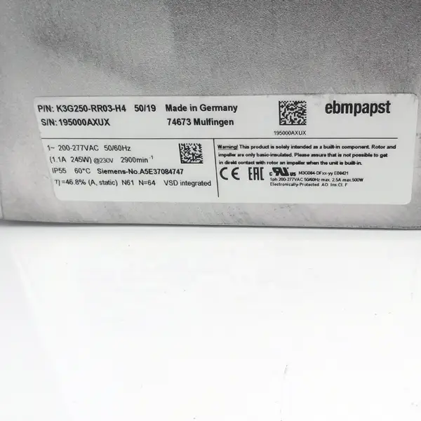 Ebmpapst K3G250-RR03-H4 Fan