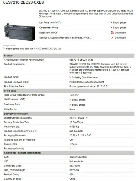 Siemens PLC sep300 6ES7 522-1BF00-0AB0 6ES75221BF000AB0
