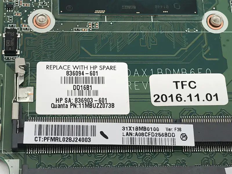 HP 836094-001 836094-501 836094-601 DAX1BDMB6F0 Anakart