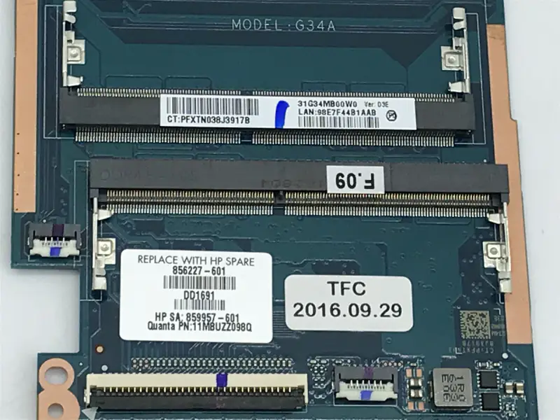HP 856227-001 856227-501 856227-601 I7-6500U 940MX 2GB DAG34AMB6D0 Anakart