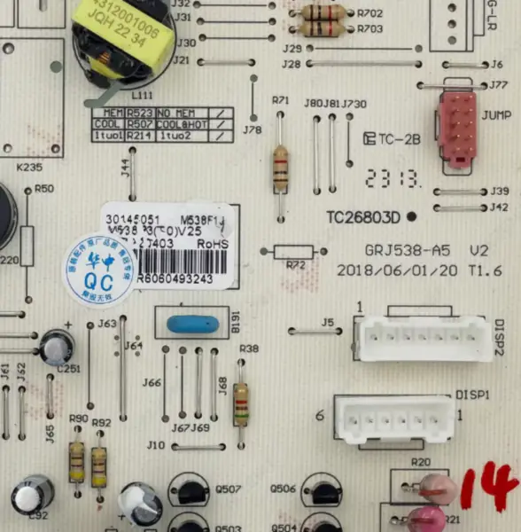 Gree Klima İç Ünite Kontrol Kartı M538F1J Devre PCB 30145051