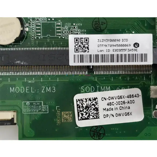 Dell 0WVG6X 11 3043 3152 3157 ATX anakart