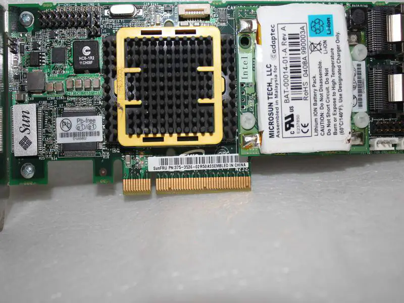 SUN 375-3536 PCI-E SAS RAID Dizi Kartı, Pil ile birlikte
