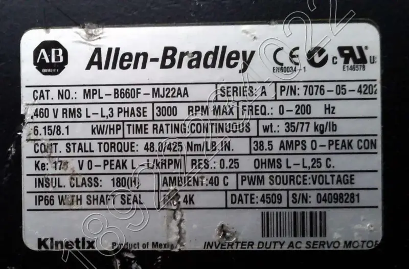 ALLEN-BRADLEY Motor MPL-B660F-MJ22AA