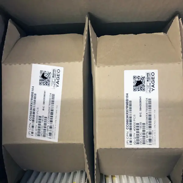 Entegre Devre çipi SMD MLCC Kondansatör Kapağı Seramik 0.1uF 50V X7R 10% Pad SMD 0603 125 CC0603KRX7R9BB104