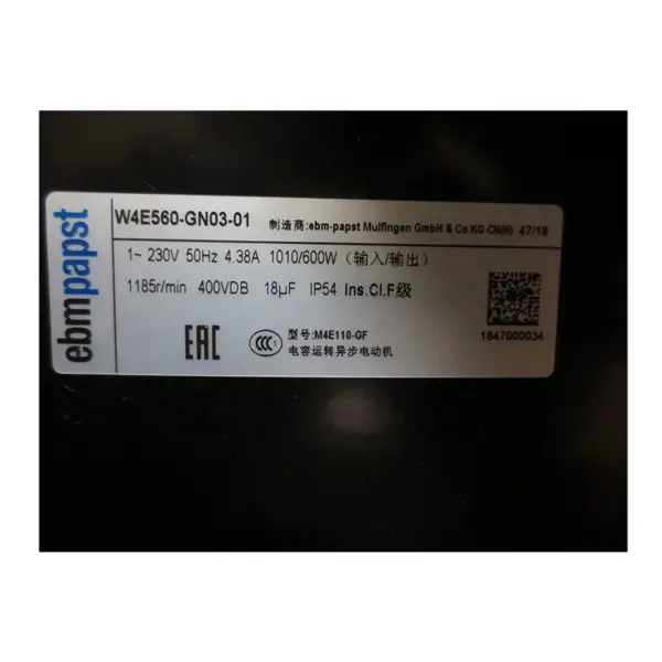 Orijinal Almanya W4E560-GN03-01 560mm ebm papst 230V 1010W 4.38A Bilyalı Rulman Klima Aksiyel Fan
