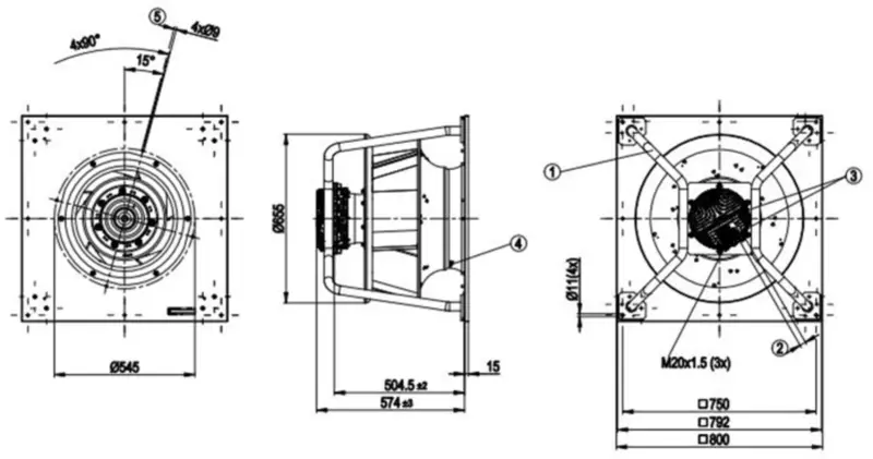 Ebmpapst fan K3G560-PB31-71 380/480V 5.1A 3300W 1540RPM 560mm Soğutma Fanı