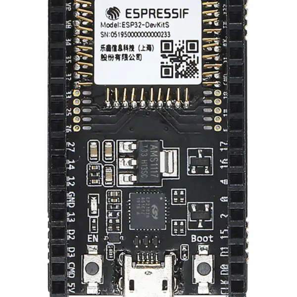 ESP32-DevKitS(-R) iki kart adının birleşimidir: ESP32-DevKitS ve ESP32-DevKitS-R. Bir modül takılıyken, ESP32-DevKitS