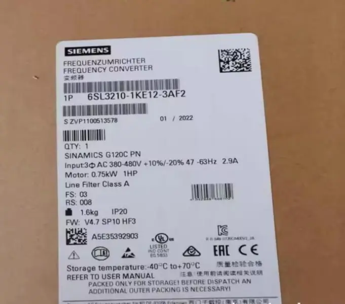 Siemens G120C 6SL3210-1KE12-3AF2 6SL32101KE123AF2 inverter