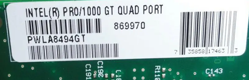 Intel PRO/1000 GT Dört Bağlantı Noktalı Sunucu Adaptörü PWLA8494GT 82546GB
