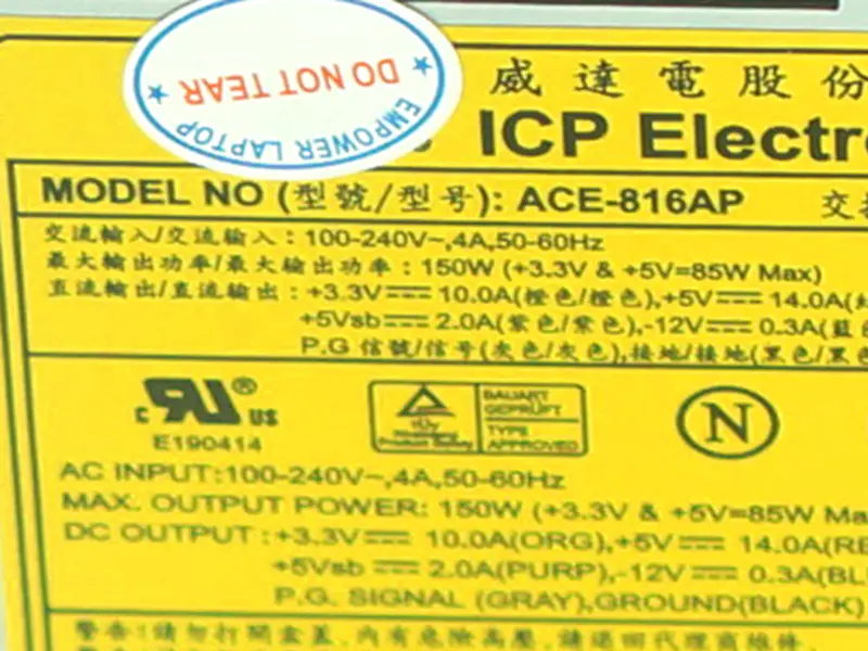IEI POS 1U Anahtarlama Güç Kaynağı ACE-816AP için PSU