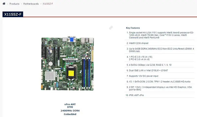 Supermicro X11ssz-f Anakart