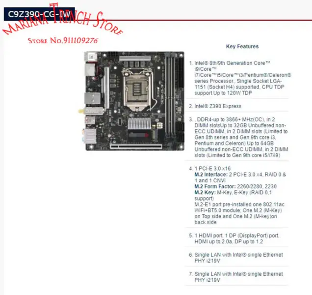 Supermicro C9Z390-CG-IW anakart LGA1151