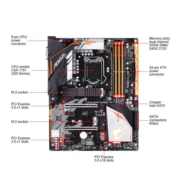 Gigabyte Lga1151 H370 Ddr4 64gb Core I7/i5/i3 Atx Anakart İçin H370 Aorus Gaming 3 Wifi