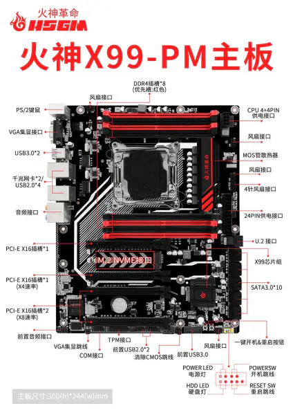 Hsgm X99-pm Lga 2011-3 Cpu Soketli Sunucu Bilgisayar Anakartı