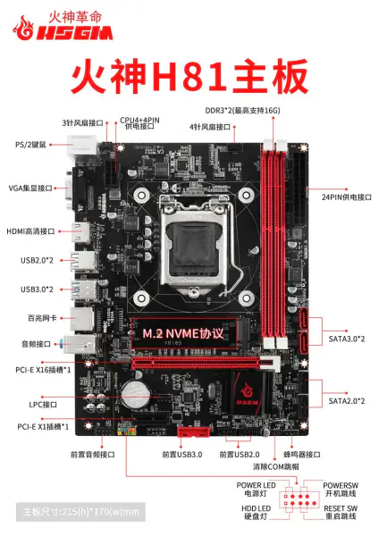 Hsgm Masaüstü H81-v8185 Lga 1150 Cpu Soketli Bilgisayar Anakartı