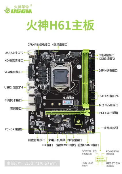 Masaüstü İçin Hsgm H61-v1816 Gigabit Anakart Lga 1155 Cpu Yuvalı Anakart