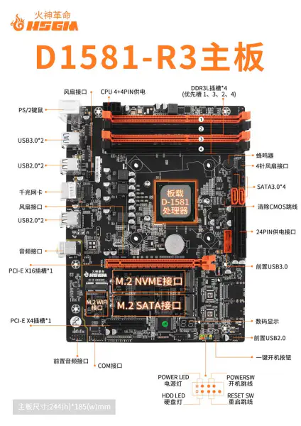 Hsgm D1581-r3 Gigabit Üst Düzey Sunucu Anakartı Ddr3l * 4 Bellek Yuvalı Anakart