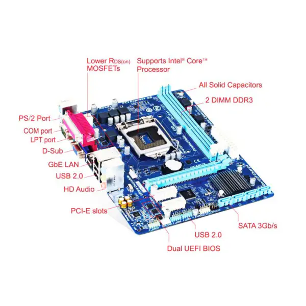 Gpu Anakart H61 Ddr3 Lga1155 I3 I5 I7 Sata2.0 1333 Dram H61m Ds2
