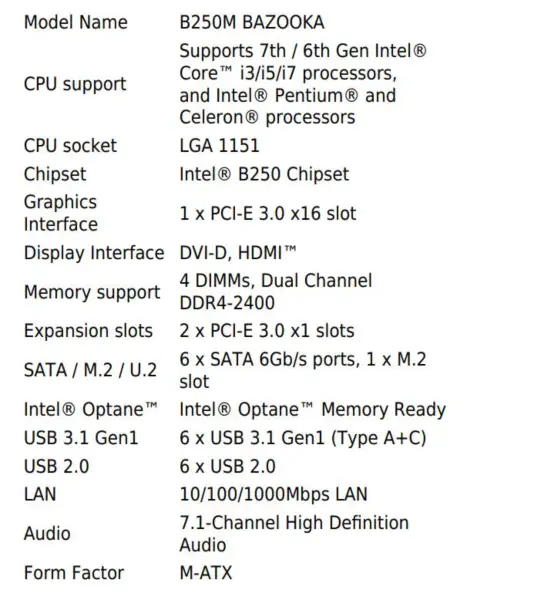 MSI B250M BAZOOKA Anakart