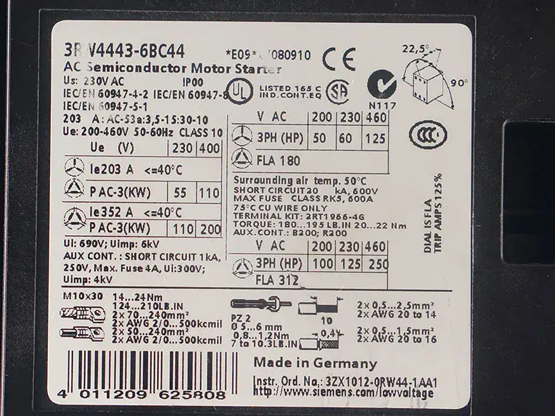 SIEMENS 3RW4443-6BC44 kontrollü başlatıcı