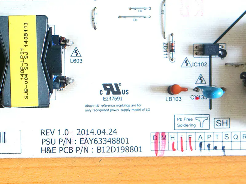 LG 55EC9300-CA EAY63348801 devre kartı