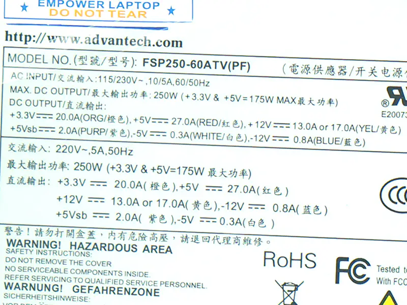 FSP Advantech ATX -5V 610L 250W Güç Kaynağı FSP250-60ATV (PF) FSP250-60GTV PS8-250ATX-ZE için PSU