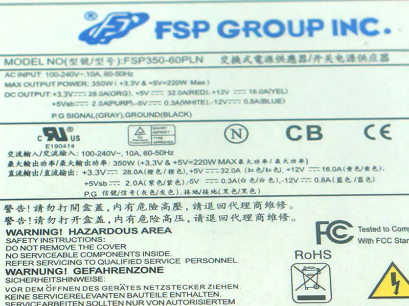 FSP -5V 350W Anahtarlama Güç Kaynağı FSP350-60PLN için PSU