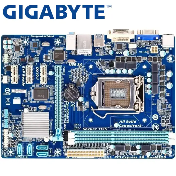 Gigabyte GA-H61MA-D2V Masaüstü Anakart H61 Soket LGA 1155 i3 i5 i7 DDR3 16G uATX