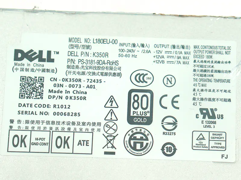 Dell 780 790 990 7010 9010 180W Güç Kaynağı L180EU-00 F180EU-00 L200EU-00 F200EU-00 C0G5T 6YWW7 M178R için PSU