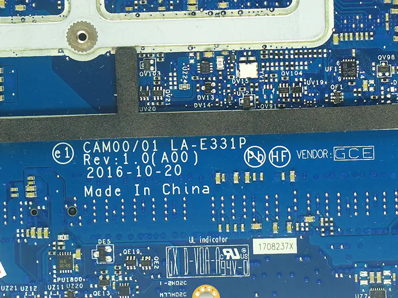 Dell XPS 15 9560 CAM00/01 LA-E331P CN-0YV12N 0YV12N YV12N Anakart