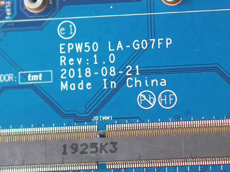 HP 15-DA 15T-DA EPW50 LA-G07FP L68087-601 L68087-501 L68087-001 anakart SRGP5 I3-10110U DDR4