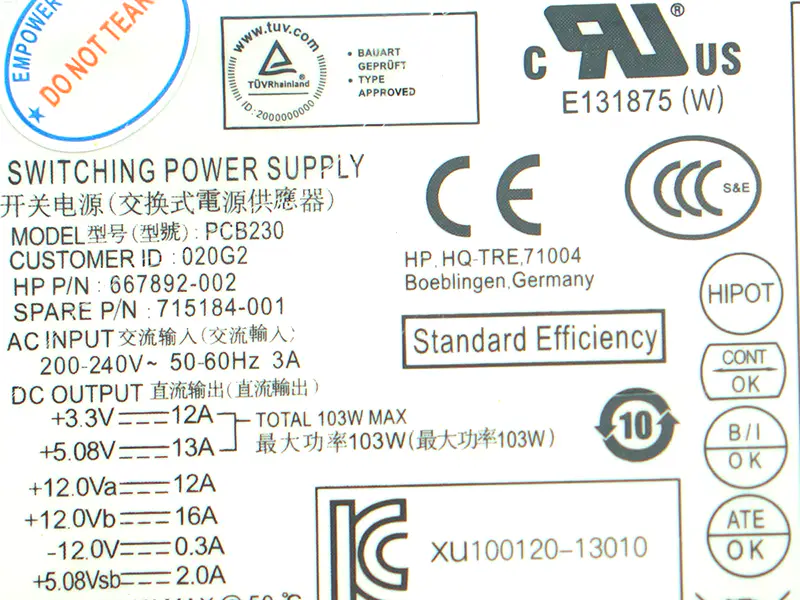 HP D13-180P1A PCE018 Güç Kaynağı