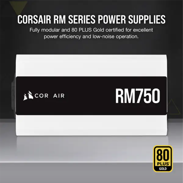 Cors Air Güç Kaynağı Ünitesi Psu Rm750 750w Beyaz Tam Modül 80plus Gold Güç Kaynağı 140mm Düşük Gürültülü Fan Akıllı Uyandırma Rps0119