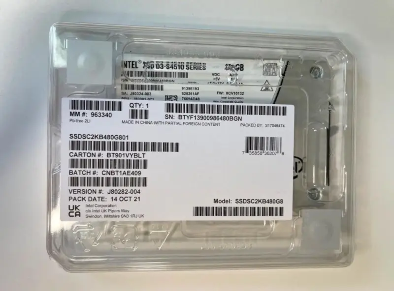Intel S4510 D3-S4510 Serisi SSD