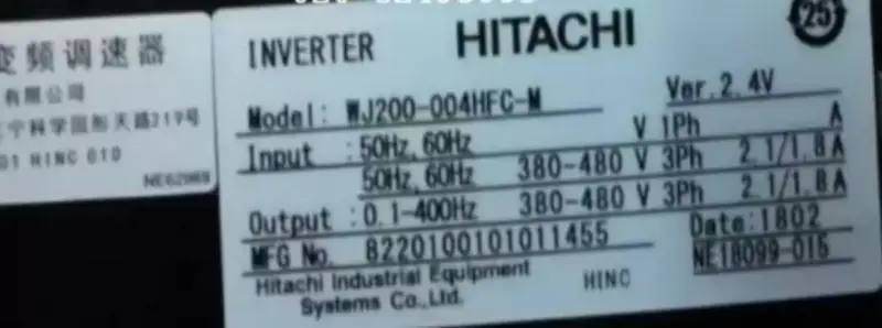 HITACHI INVERTER WJ200-004HFC-M 0.4KW YENI