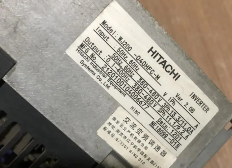 HITACHI INVERTER WJ200-040HFC-M 4.0KW YENI