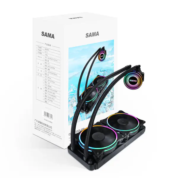 Sama 24cm Aio Cpu Soğutucu Radyatör Bakır Su Sıvı Soğutma Pc Cpu Soğutucu Rgb Glow