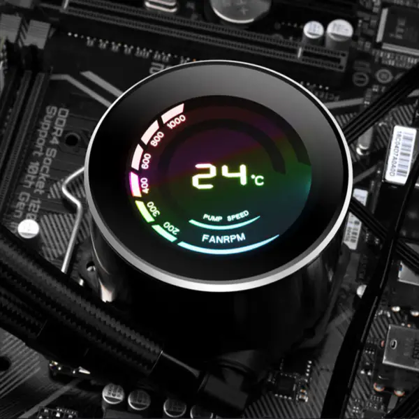 Sama 36cm Aio Cpu Soğutucu Radyatör Bakır Ekran Su Sıvı Soğutma Pc Cpu Soğutucu Bilgisayar Sıcaklık Göstergesi ile Rgb Glow