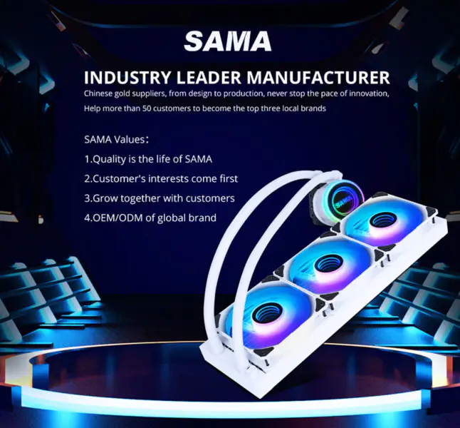 Sama 36cm Aio Cpu Soğutucu Radyatör Bakır Ekran Su Sıvı Soğutma Pc Cpu Soğutucu Düşük Gürültü Pompası ile Rgb Glow