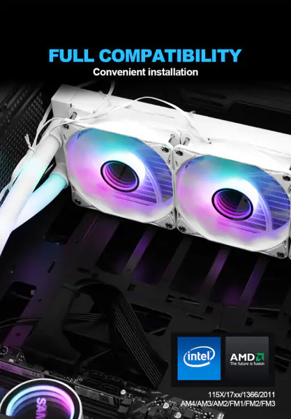 Sama Özel Argb Boruları 240 Gökkuşağı Adreslenebilir Rgb Aio Cpu Su Sıvı Soğutma Fanı Radyatör Blok Plaka Kiti Sistemi