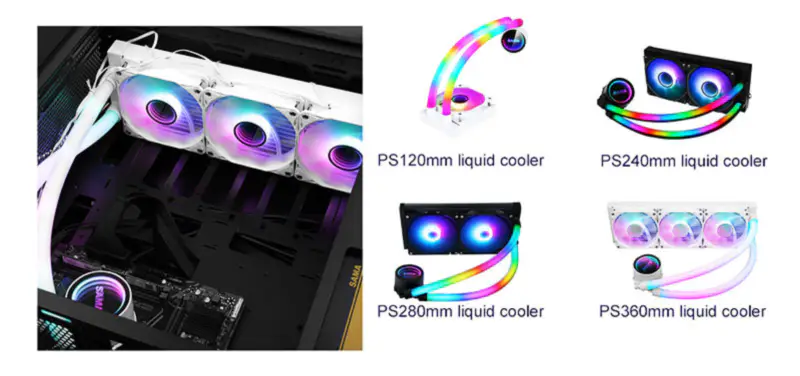 Sama Özel Argb Boruları 240 Gökkuşağı Adreslenebilir Rgb Aio Cpu Su Sıvı Soğutma Fanı Radyatör Blok Plaka Kiti Sistemi