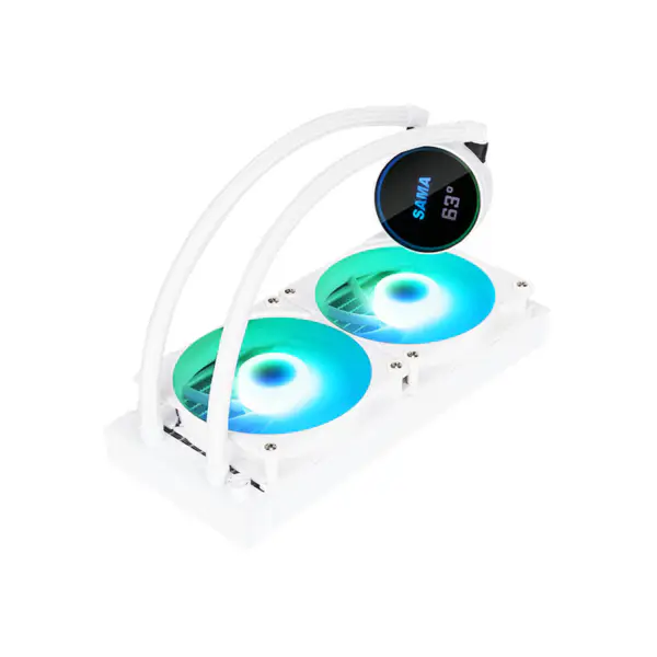 Sama Özelleştirilebilir Logo Argb Soğutma Fanı Cpu Soğutucu Beyaz / siyah Sürüm Lcd Ekran Cpu Çekirdek Sıcaklığı Pc Sıvı Soğutucu