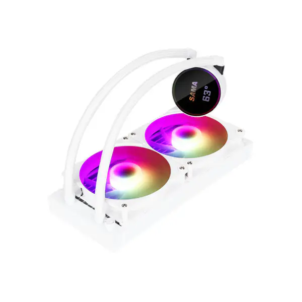 Sama Özelleştirilebilir Logo Argb Soğutma Fanı Cpu Soğutucu Beyaz / siyah Sürüm Lcd Ekran Cpu Çekirdek Sıcaklığı Pc Sıvı Soğutucu