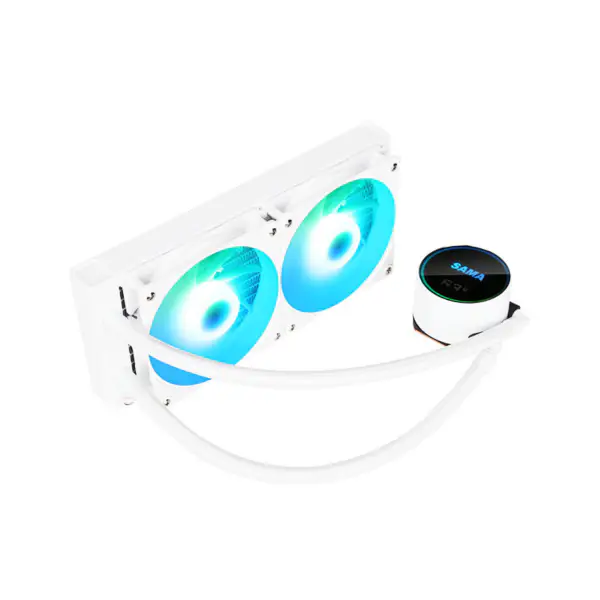 Sama Özelleştirilebilir Logo Argb Soğutma Fanı Cpu Soğutucu Beyaz / siyah Sürüm Lcd Ekran Cpu Çekirdek Sıcaklığı Pc Sıvı Soğutucu