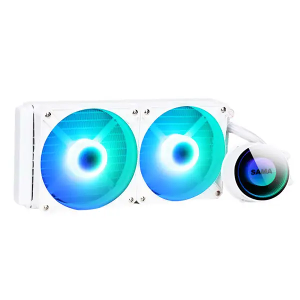 Sama 240 Beyaz Infinity Ayna Tasarımı Gökkuşağı Adreslenebilir Rgb Aio Cpu Su Sıvı Soğutma Fanı Radyatör