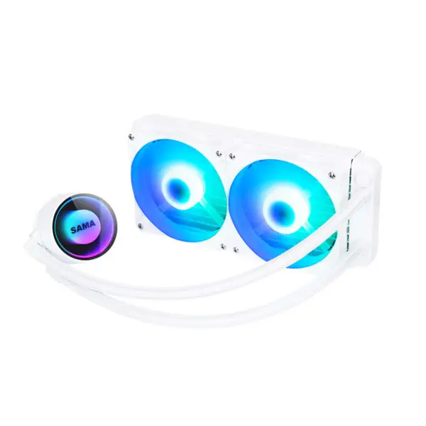 Sama 240 Beyaz Infinity Ayna Tasarımı Gökkuşağı Adreslenebilir Rgb Aio Cpu Su Sıvı Soğutma Fanı Radyatör