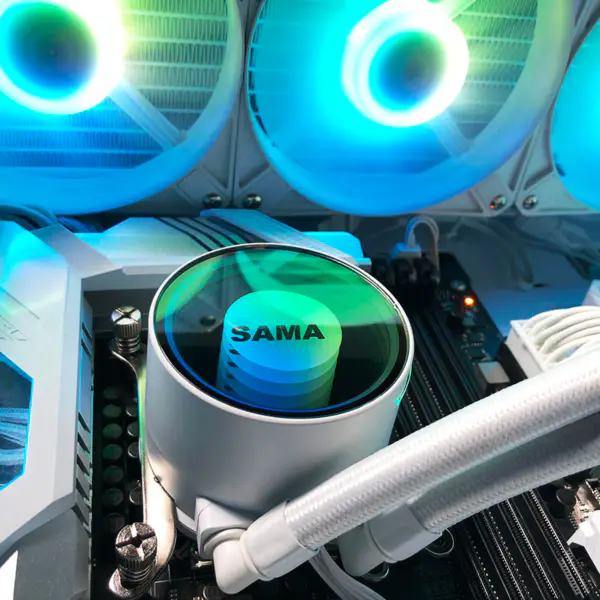 Sama 240 Beyaz Infinity Ayna Tasarımı Gökkuşağı Adreslenebilir Rgb Aio Cpu Su Sıvı Soğutma Fanı Radyatör